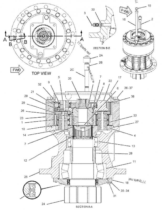 Μέρη 322/324/325/329 μείωση Assy εκσκαφέων Belparts ταλάντευσης κιβωτίων ταχυτήτων 191-2693 ταλάντευσης