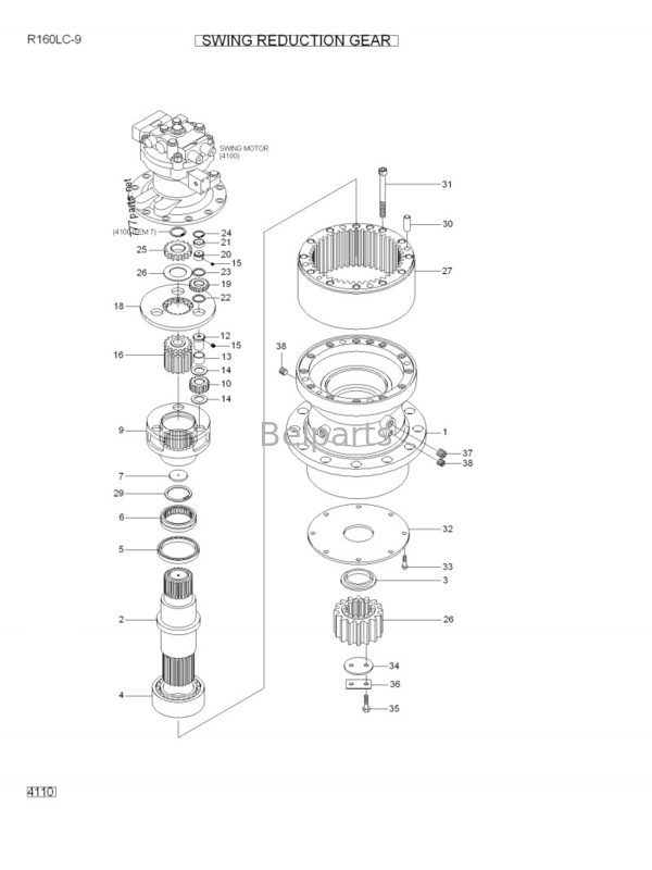 Μικρός εκσκαφέας r160lc-9 r210lc-9 κιβώτιο ταχυτήτων ταλάντευσης Assy 31Q6-10140 μείωσης ταλάντευσης για τη Hyundai