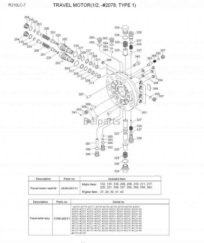 Τελικό Drive εκσκαφέων Belparts στη Hyundai 210 Lc7 μηχανή r210lc-7 ταξιδιού R210 lc-7 που αντέχει 31N6-40010