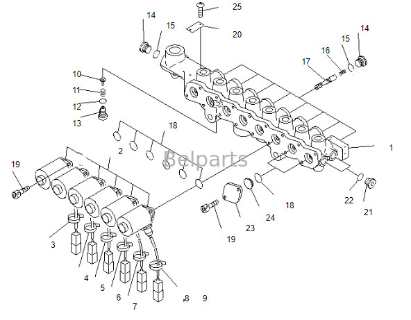 Βαλβίδα σωληνοειδών εκσκαφέων Belparts pc200-7 20Y-60-31211 209-60-77250 για τη KOMATSU
