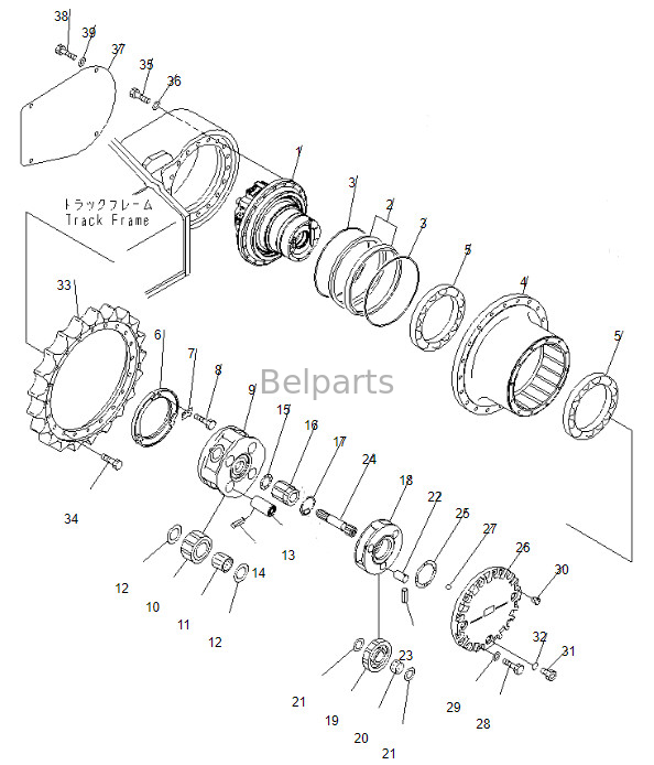 Μηχανή Assy pc200-8 τελικό Drive 708-8F-00250 ταξιδιού εκσκαφέων για τη KOMATSU