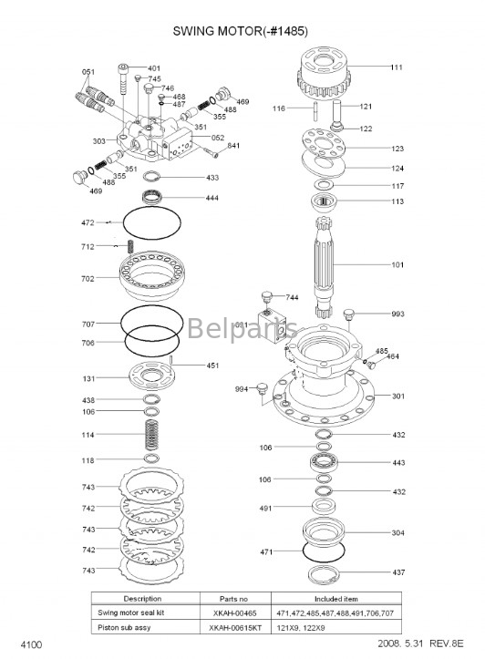 Γυρίζοντας μηχανή r320-7 μηχανή Assy 31N8-12010 31N9-10131 εκσκαφέων Belparts ταλάντευσης για τη Hyundai