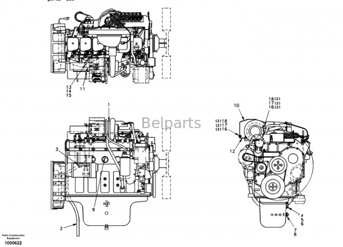Συνέλευση SA 1111-00313 μηχανών diesel Assy EC210 D6D μηχανών μερών εκσκαφέων Belparts