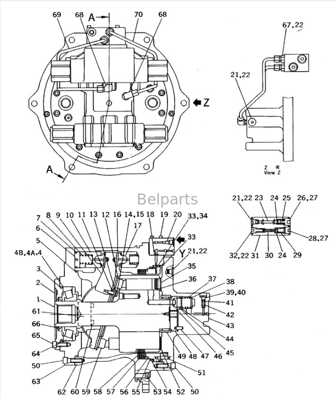 Εκσκαφέας ταξιδιωτικός κινητήρας Assy για Komatsu PC650-7 Τελική οδήγηση Assy 209-60-63502 209-60-63501