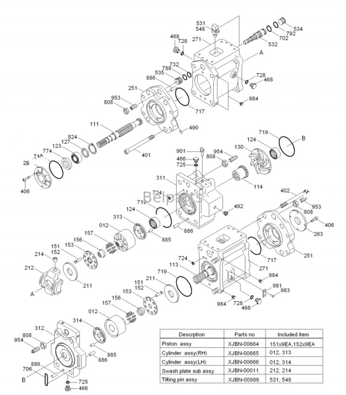 Μονάδα εξόρυξης για υδραυλική αντλία Hyundai R450lc 31NB-10010 31NB-10020 31NB-10022