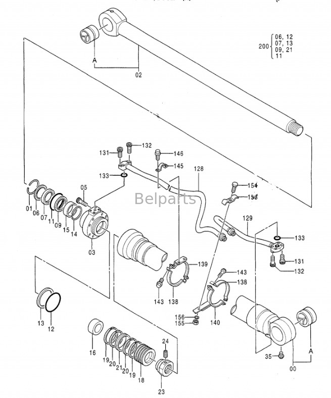 EX300-3 EX300LC-3 EX310H-3C EX300-2 EX300LC-2 Belparts Excavator Hydraulic Boom Arm Bucket Cylinder Assy Για την Hitachi