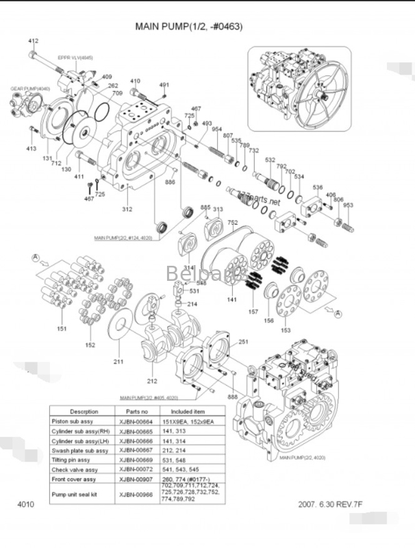 Η κύρια αντλία R450LC-7 R500LC-7 υδραυλική αντλία 31NB-10010 31NB-10020 31NB-10022 για την Hyundai
