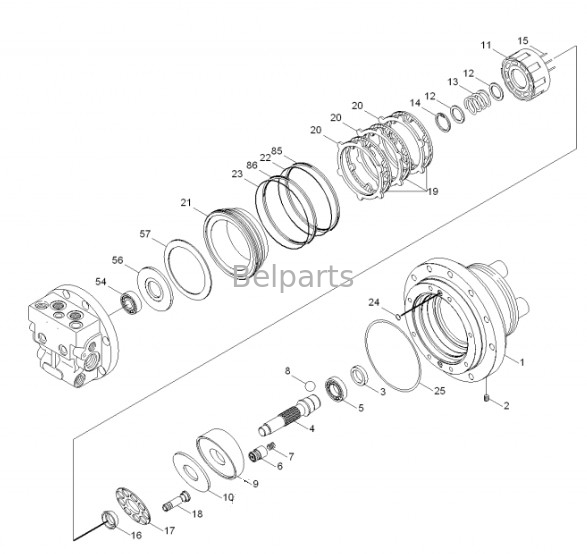 R55-7 R55-7A Τελική κίνηση Assy Belparts Excavator Travel Motor Assy 31M8-40010 31M8-40020 Για την Hyundai