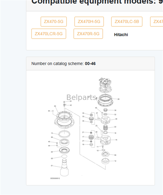 Γεραμική θήκη εκσκαφέα Swing Gearbox ZX470 Gear Reduction Gearbox 9300512 Για την Hitachi