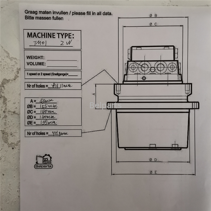 Η Hitachi ZX18 IHI 10F2 CX18 Kubota15 SK1.5 Εκσκαφέας Υδραυλικός κινητήρας για ΤΜ01 Τελική κίνηση