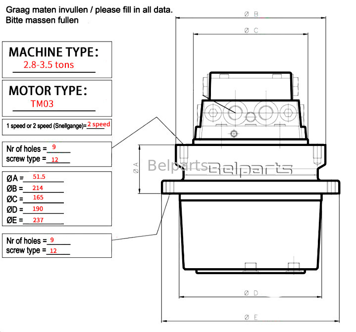 IHI28N IHI25VX IHI25NX IHI30NX Bobcat325 EC25 Τελικός κινητήρας για εξαρτήματα εξορυκτών TM03