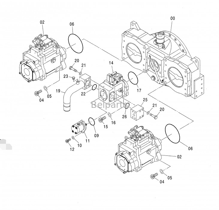 Η Hitachi Excavator ZX850-3 ZX650-3 4635645 Υδραυλική αντλία Assy για K3V280
