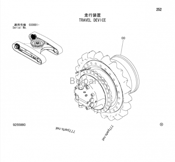 ZX270-3 ZX270LC-3 ZX280-3 ZX280LC-3 Ταξιδιωτικό κιβώτιο ταχυτήτων για ανταλλακτικά εξορυκτών Hitachi 9255880 9256990 περπατητής μειωτήρας