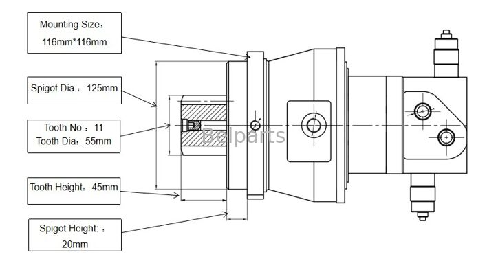 Κεραυλικός κινητήρας για ZX16-3 ZX17U-2 ZX17UNA-2 ZX18-3 Hitachi ανταλλακτικά εξορυκτών 4654366 περιστρεφόμενη συσκευή