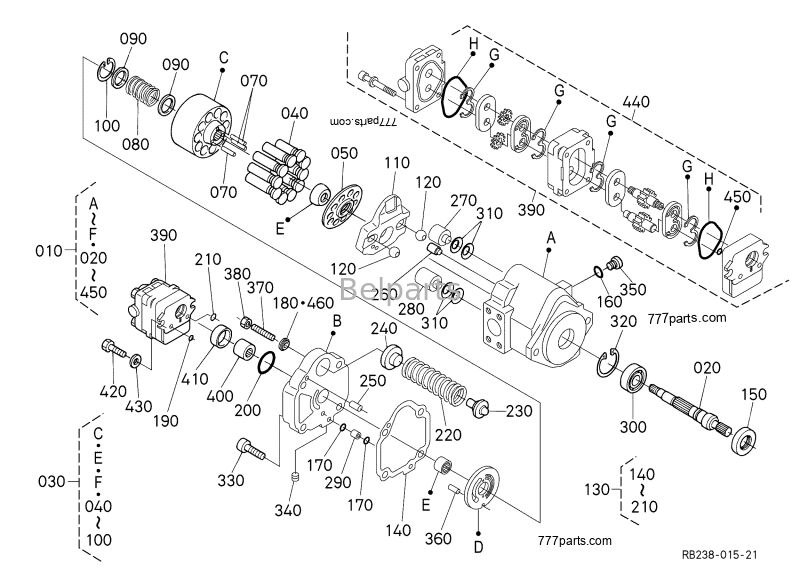 Υδραυλική αντλία Kubota U17-3 KX41-3 KX018-4 Ανταλλακτικά μίνι εκσκαφέα PVD-00B-15P-5G3-4982A Κύρια αντλία εμβόλου RB238-61112	RB238-61110 RG138-61110 RG138-61114 RG138-61113