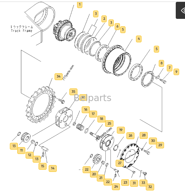208-27-00240 Τελικό πρόγραμμα οδήγησης για PC400-7 PC400LC-7 PC450-7 PC450LC-7 Εξαρτήματα εκσκαφέα Μοτέρ ταξιδιού με μειωτήρα τροχιάς κιβωτίου ταχυτήτων